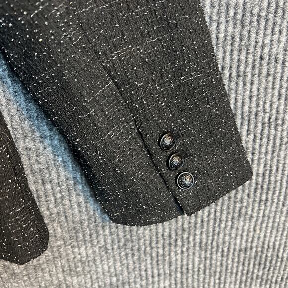 Lane Bryant Womens Blazer Jacket Size 14 Black Textured Metallic Clasp Front - Picture 8 of 11